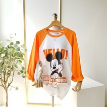 (정품)안녕미키 나그랑 가을 긴팔 오버핏 티셔츠
