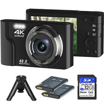 디지털 카메라 2.834의 블로깅 카메라 화면 16x 디지털 줌 수동 초점 32GB SD 카드 및 충전식 배터리 2개를 갖춘 어린이 청소년용 vjianger 4k 48mp 미니 카