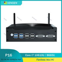 팬리스 미니 PC 인텔 코어 i7 10610U 8665U 8 x USB ITX 산업용 견고한 컴퓨터 RS232 2 HDMI I5 8260U 윈도우즈 10 리눅스, [02] 4GB RAM 128GB SSD, [07] Core I7-10610U