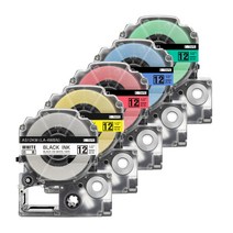 로켓라벨 엡손 라벨 테이프 리락쿠마 호환 OK730 LW-K200BL H200RK K200PK K740WH OK1000P 스티커 라벨기 라벨용지, AS12K+AC12Y+AC12R+AC12B+AC12G