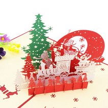 초대장 카드 메리 크리스마스 카드 3D 팝업 트리 겨울 선물 레이저 컷 새해 산타 인사말, 07 Christmas eve