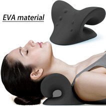 쿠션 인테리어 장식 Neck Shoulder Cervical Spine Stretcher Muscle Relaxer For Pain Relief Chiropractic Tract, 02 Black EVA