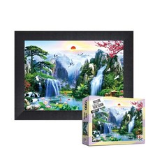 퍼즐피플 산천초목 1000피스 동양화 풍경 직소퍼즐, 산천초목 1000피스 액자포함(우드블랙), 1000p, 퍼즐유액 포함