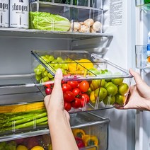 CKLIVING 냉장고 야채정리함 다용도 4분할 수납함, 투명정리함4분할 x 2개