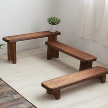 카페벤치 일자형 평벤치 야외용 마당 통나무 벤치, 길이 90X 너비 20X 높이 25cm