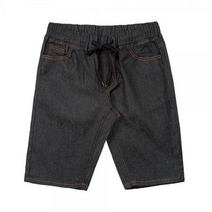 블랙 생지 데님 스판 반바지