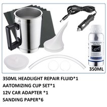 헤드 라이트 복원 키트 화학 연마 자동차 액체, 03 350ml and 12v
