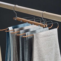 러브트리스 논슬립 5단 원목 접이식 바지걸이 B타입, 2개입, 실버