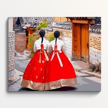 DIY 명화 유화 그리기 세트 집콕놀이 한국 한복 동양화 색칠하기 40x50cm, 프렌치 불독 (40x50cm)