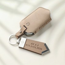 스팅어 마이스터 천연소가죽 차키케이스 이니셜각인/자체제작/당일출고, 필기체(대.소문자), 누키노블 K-06, 네이비+로즈골드