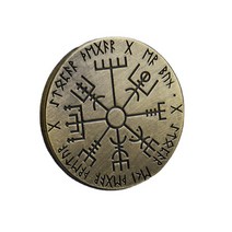 Nordic Viking Coin Vegvisir Guidepost Compass Commemorative Collection Talisman Souvenir Home Decor, 01 coin