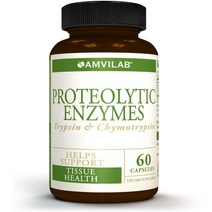 미국 직구 AMVILAB 프로테올리틱 엔자임 트립신 프리미엄 제품 & 치모트립신 60capsules 1팩, 수량, 상세참조