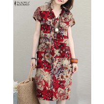 캐주얼 여성 여름 원피스 짧은 소매 무릎 길이 드레스 패션 v 넥 캐주얼 허리 파티