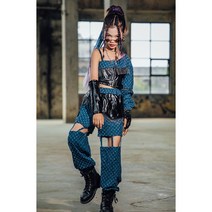 여아 공연복 재즈 댄싱 상하복세트 시크 키즈 힙합 비보이 세트 주니어 상의+바지+토시+장갑 4종세트 멋진 런웨이 쇼 복장