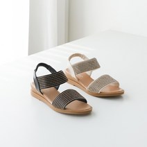 프리티슈 비즈 보석 글리터 발편한 쿠션 스트랩 웨지 샌들 3.5cm