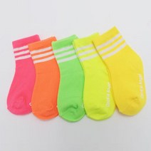 [최저] 발목 흰색줄 형광양말 5족 어린이 키즈 초등생 데일리