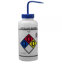SP Bel-Art GHS 라벨 안전 통기성 있는 다양한 워시 병; 1000ml (32 oz) 폴리에틸렌 (4개 팩) (F12432-0050), Distilled Water