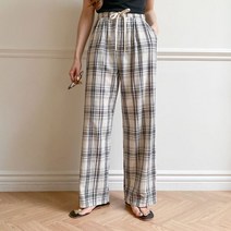 프리티원 하야미 체크 밴딩 롱 팬츠