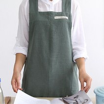 심플한 공방 공예 엑스자형 찍찍이 앞치마 미용실 주부 학원 예쁜 할머니, 카키