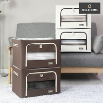 벨라홈 프리미엄 대용량 리빙박스 66L, 브라운, 2개