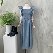 행복여[신상무배]럽 날개 프릴 포인트 코듀로이 뷔스티에 원피스