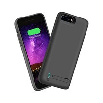 Sitong 아이폰8플러스/7플러스/6S플러스/6플러스 6000mAh 충전식 확장배터리 충전기 케이스 1.5배 추가 서포트와이어 헤드폰 5.5inch 블랙