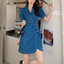 카라 데님 러블리 캐주얼 미니 원피스 파티 데이트 7PU 여대생코디 여름 데일리 룩 2 0대 휴가철패션