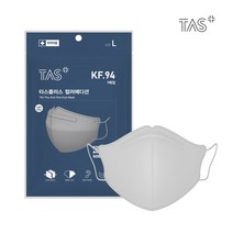 [TAS] 타스플러스 컬러에디션 KF94 미세먼지 차단 새부리형 대형 컬러마스크 100매입, 라이트그레이, 1매입 X 100EA