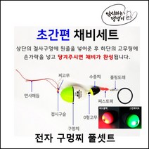 [낚댕] 전자 구멍찌 풀 셋트 감성돔 벵에돔 바다 찌 낚시 묶음 채비 초보 입문용, 흰색/형광 1