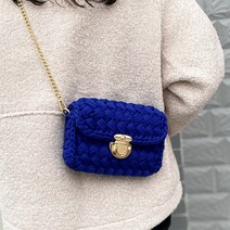 코바늘 사각 클러치 가방 뜨기 diy 만들기 손뜨개 키트, 블루