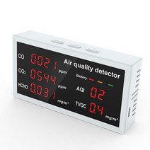 라돈측정기 5In 1 대기질 모니터 이산화탄소 포름알데히드 검출기 CO2 HCHO TVOC AQI 가스 분석기 질 측정, 01 WHITE