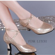 [PINK LITCHI]여성 댄스 슈즈 라틴 댄스화 모던댄스 신발 bb2 zhuo1015, 235, 레드-5.5CM