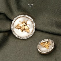 수예 도구 키트 의류를 위한 6pcs 모조 다이아몬드 장식 금속 금 꿀벌 단추 호화스러운 외투 카디건 스웨터, 01 1_01 18mm 6pieces