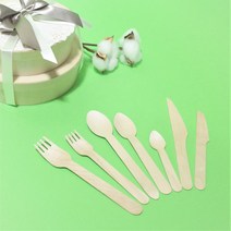 맘앤팩 우드 스푼 포크 나이프 100개 친환경 일회용 나무 미니 아이스크림 숟가락 수저 커트러리, 95mm(소)