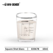 리스트레토 헤비 베이스 스퀘어 커피 유리 에스프레소 컵 60ml 투명 샷 안경 측정 샷, 블랙 로고