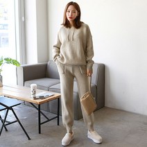 니트 후드 조거 팬츠 set