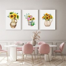 셀러허브 감성 수채화 해바라기 그림 액자 No1 10 캔버스 6호, 7번／6호32x41cm(캔버스액자옆면검정)