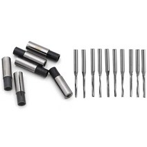 목공부품 6Pcs 1/4 인치 1/8 Cnc 조각 비트 라우터 어댑터 및 10 두 피리 스트레이트 엔드 밀 슬롯, 01 은