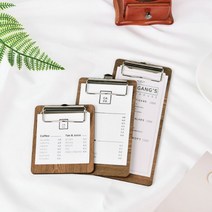 컬러 우드 영수증 빌지 미니 클립보드 집게형 메뉴판 계산서 메모지, 소, 블랙