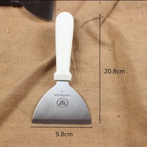 Ogfaour스텐뒤집개 스테인레스 요리 톱날칼 토스트 부침개 얼음볶기 삽 철판볶음 청소삽 냉장고 얼음제거삽, T02-미끄럼방지 검은자루 평평한삽