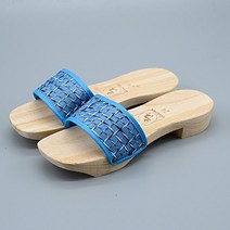 남자 빈티지 나막신 숯가마 꽃탕 신발 원목 나무 슬리퍼 온천, 망직청무저고무저교, 245