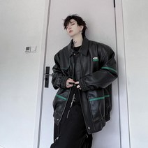 레트로한 루즈핏 남자 블랙 라이더 재킷 꾸안꾸 검은색 인조 가죽자켓 노멀한 아우터