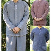 남자 생활한복 개량한복 가을 겨울 남자 라운드 면 이중지 티바지 한벌 세트 단체복 커플옷