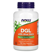 NOW Foods 나우푸드 DGL 알로에베라 함유 400mg 베지 캡슐 100정, 기본