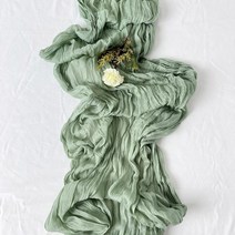 테이블러너 식탁 베드 러너 무명천 설정 거즈 세미 쉬어 레트로 보헤미안 다이닝 빈티지 웨딩 장식 디너 보, 90x400cm, 세이지 그린