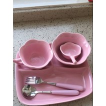 도자기식판 다이어트 소식좌 인스타 촬영용 일식 중식 식당 창업 벚꽃 컵그릇세트, 핑크5종