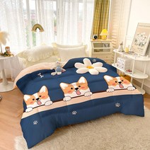 보온 우아한 솜이불 두툼한 불솜 사람 봄가을 스페이스 전기이불, T05-150x200cm(겨울이불 3.6kg), C03-살짝달달한-웰시코기(RUA 고양이와