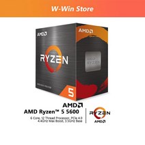 새로운 AMD Ryzen 5 5600 R5 3.5 GHz 6 코어 12 스레드 CPU 프로세서 7NM 65W L3 32M 100-000000927 소켓 AM4 쿨러 팬 포함, 한개옵션0