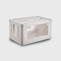 코드리빙 폴딩 옷장수납함 투명리빙박스 2-A50, 크림아이보리