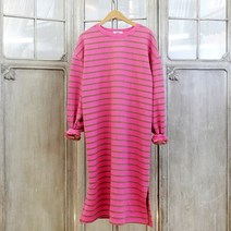 이힝 아엠비 스트라이프 단가라 홈웨어 기모 롱원피스